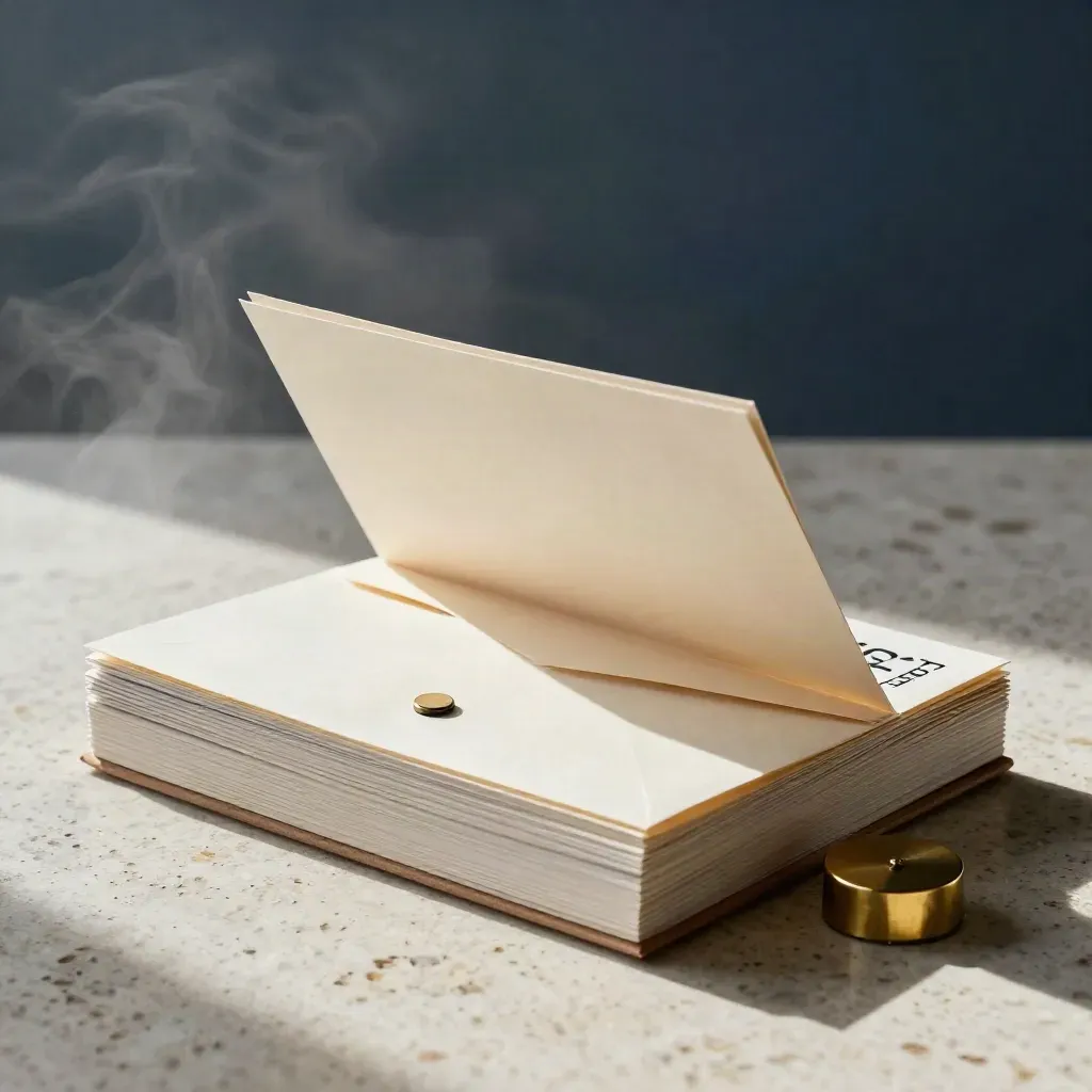 Kraft-wrapped GST/HST setup kit with tabs, envelopes, and brass weight on stone