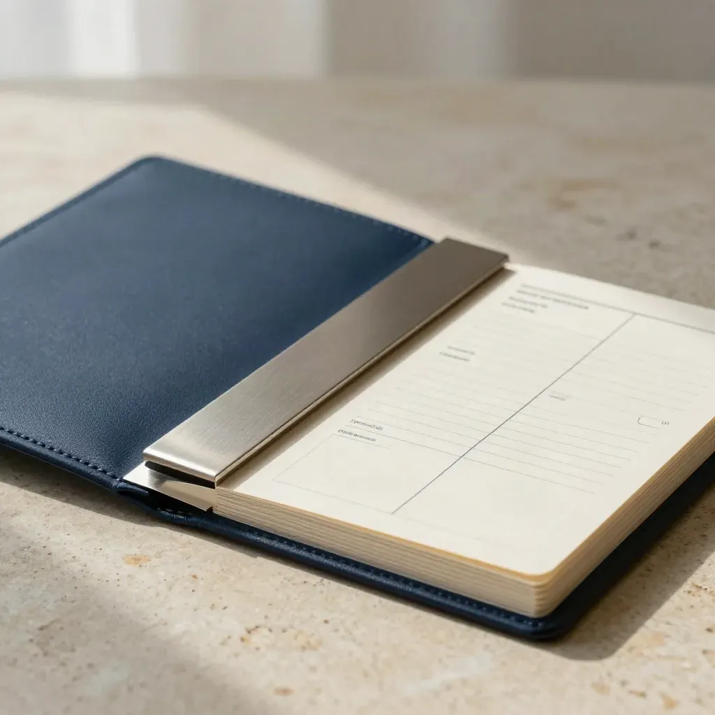 Navy operations map kit with blank cards and a steel block on limestone.