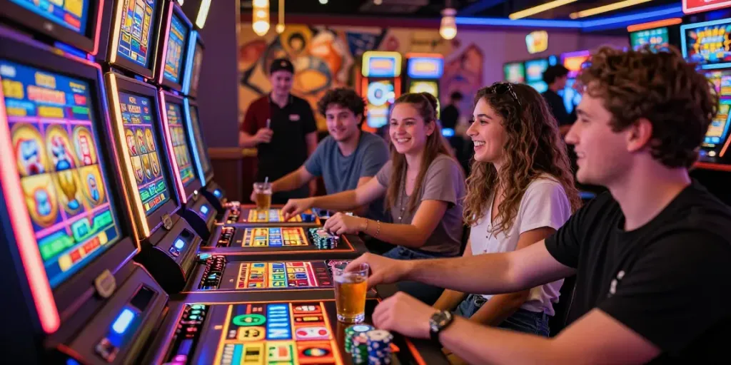 Pengalaman bermain apk slot di kasino dengan teman, suasana meriah dan menyenangkan.